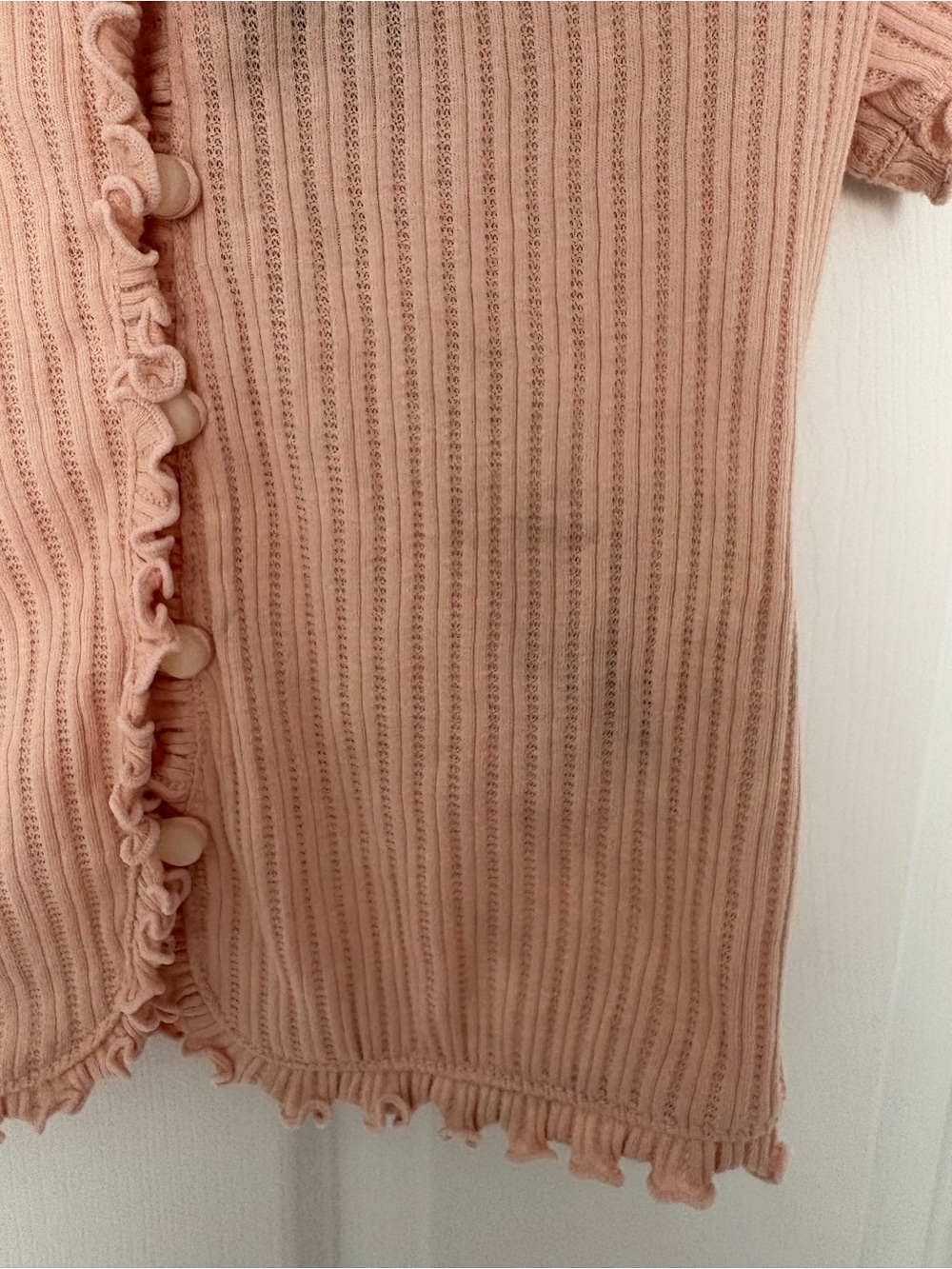 Levi's Light Pink Ruffle-Trim Ribbed Button Top - Picture 5 of 5